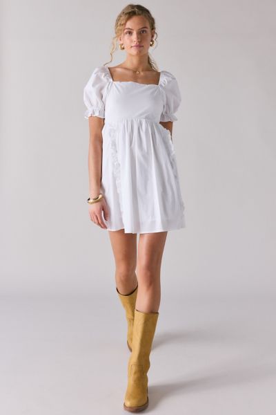 Glamorous Double Tie-Back Bow Ruffle Babydoll Mini Dress
