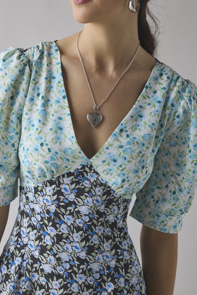 Glamorous Patchwork Floral Puff Sleeve Babydoll Mini Dress #3