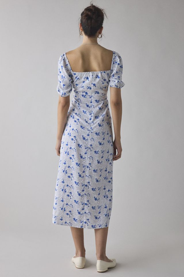 Glamorous Vintage Floral Satin Puff Sleeve Milkmaid Midi Dress #2