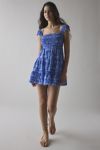 Glamorous Tie Print Smocked Babydoll Mini Dress