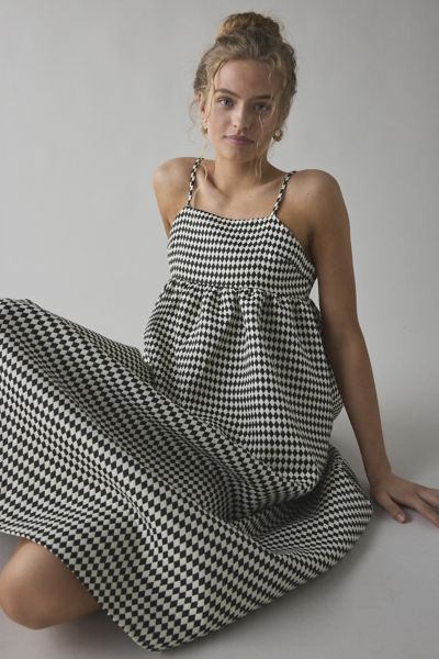 Glamorous Diamond Print Square Neck Babydoll Midi Dress