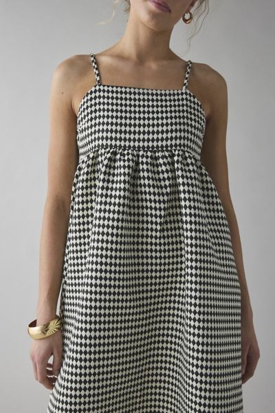 Glamorous Diamond Print Square Neck Babydoll Midi Dress