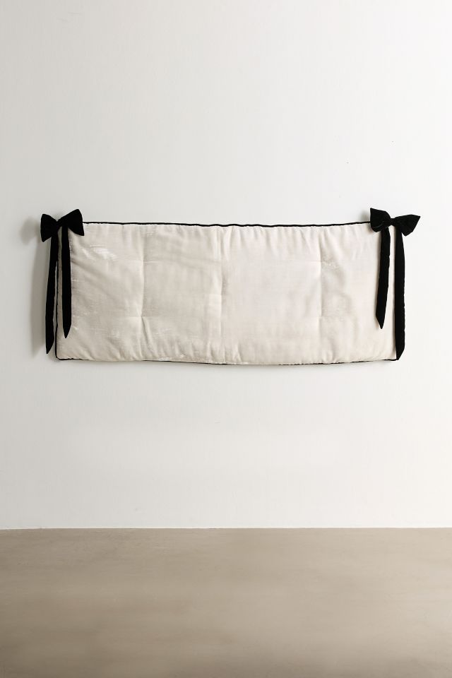 Velvet Bow Trim Floating Headboard #1