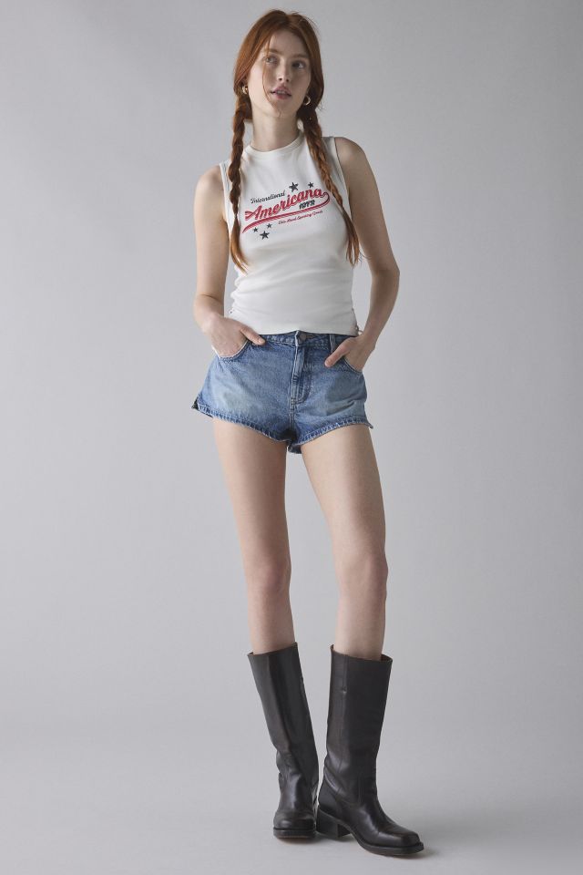 Americana Graphic Lace-Up Cropped Tank Top #2
