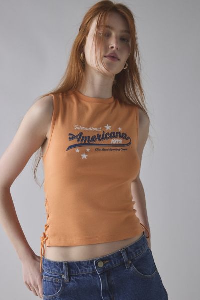 Americana Graphic Lace-Up Cropped Tank Top Product Page