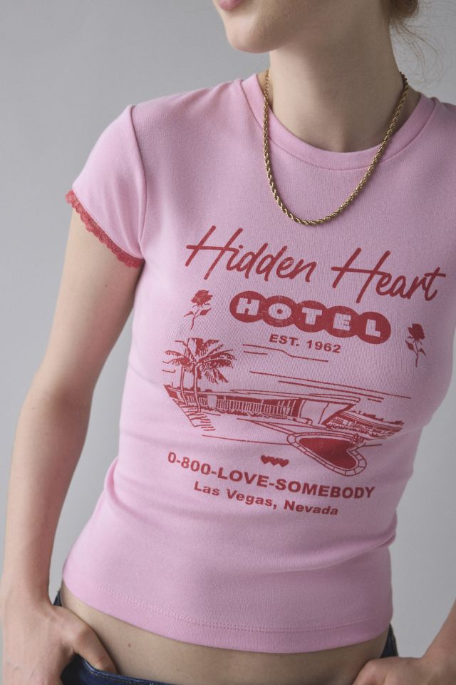 Hidden Heart Hotel Graphic Baby Tee #3