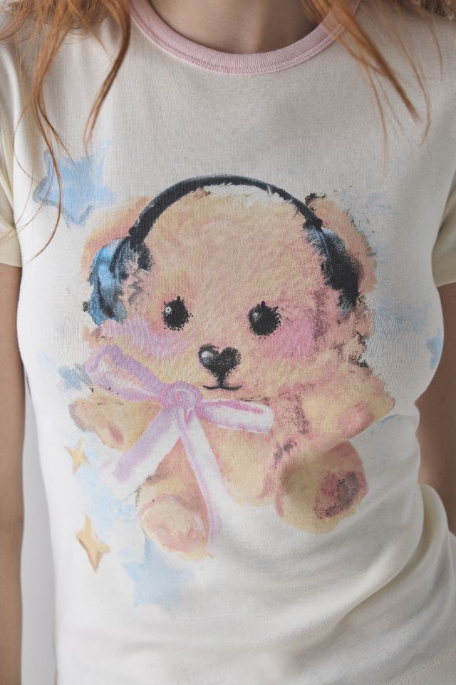 DJ Teddy Bear Graphic Baby Tee #3