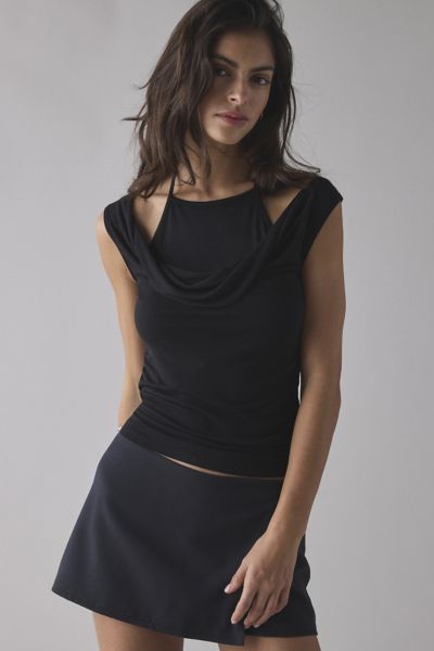 UO Marni Short Sleeve Layered Twofer Crop Top