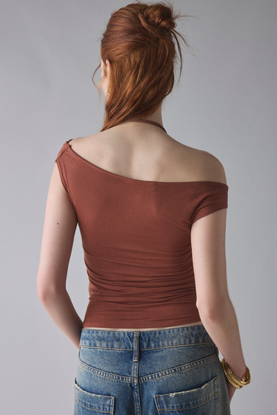 UO Marni Short Sleeve Layered Twofer Crop Top