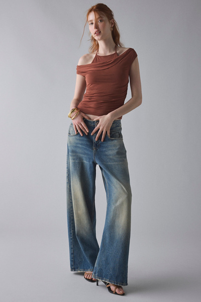 UO Marni Short Sleeve Layered Twofer Crop Top