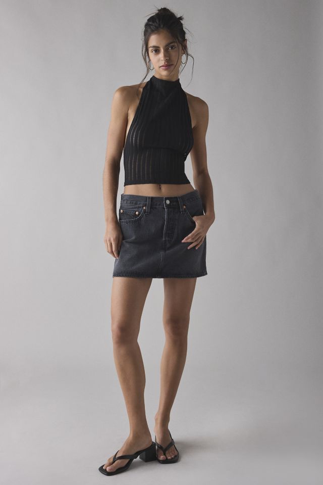 Jaded London Zene Semi-Sheer Knit Backless Buckle Halter Top