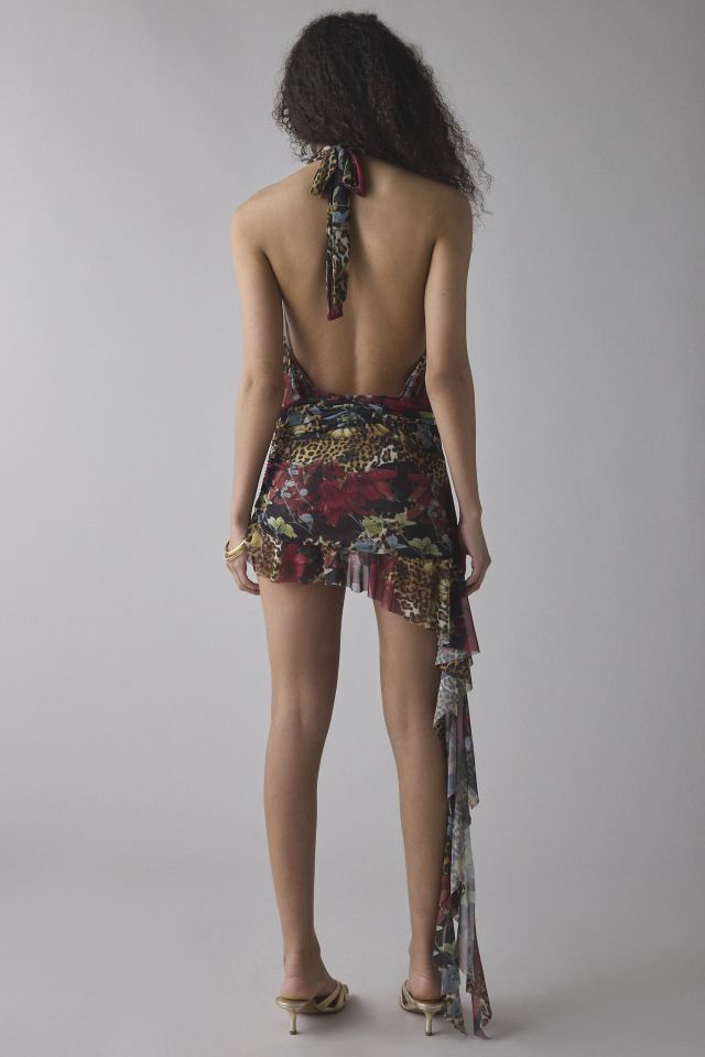 Jaded London Cindy Plunge Halter Open-Back Mini Dress #3