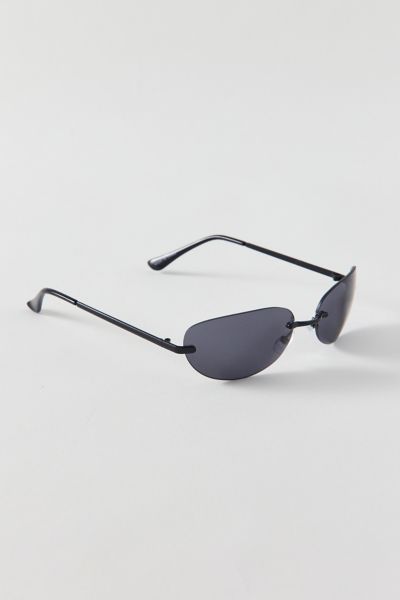 Urban Outfitters Harlow Rimless Oval Sunglasses In Black, Men's At  In Black