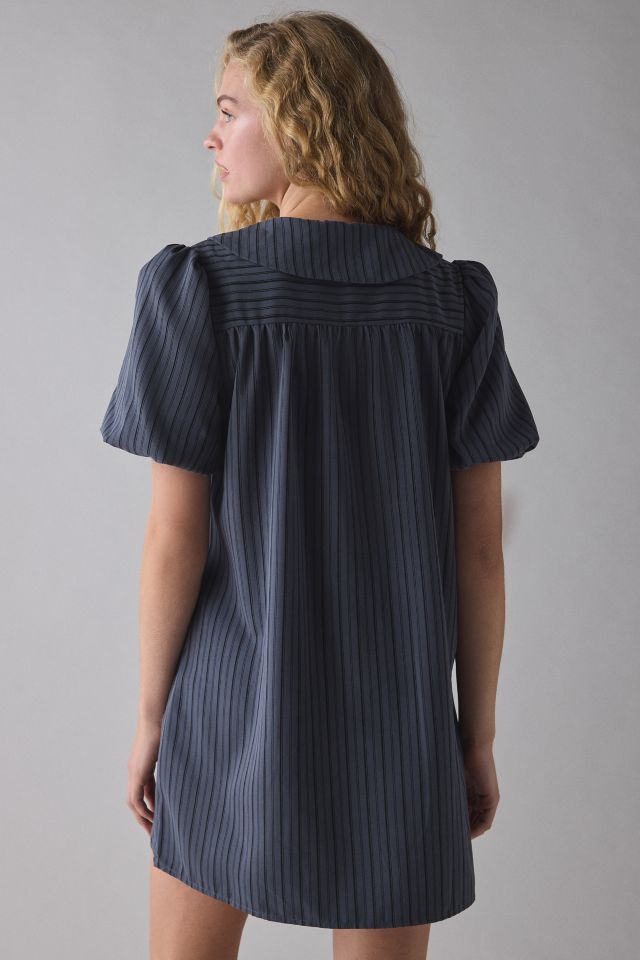 Glamorous Pinstripe Puff Sleeve Button Front Mini Dress #3