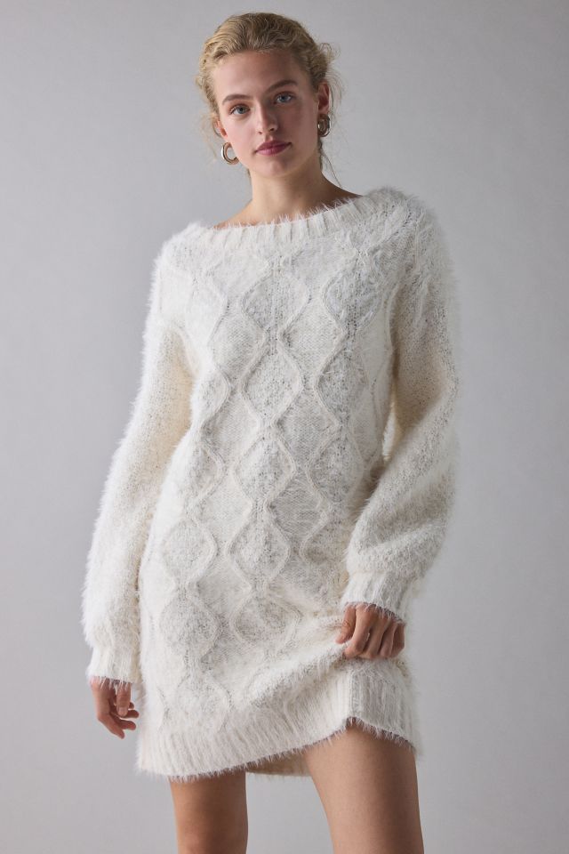 Glamorous Cable Knit Boatneck Sweater Mini Dress #3