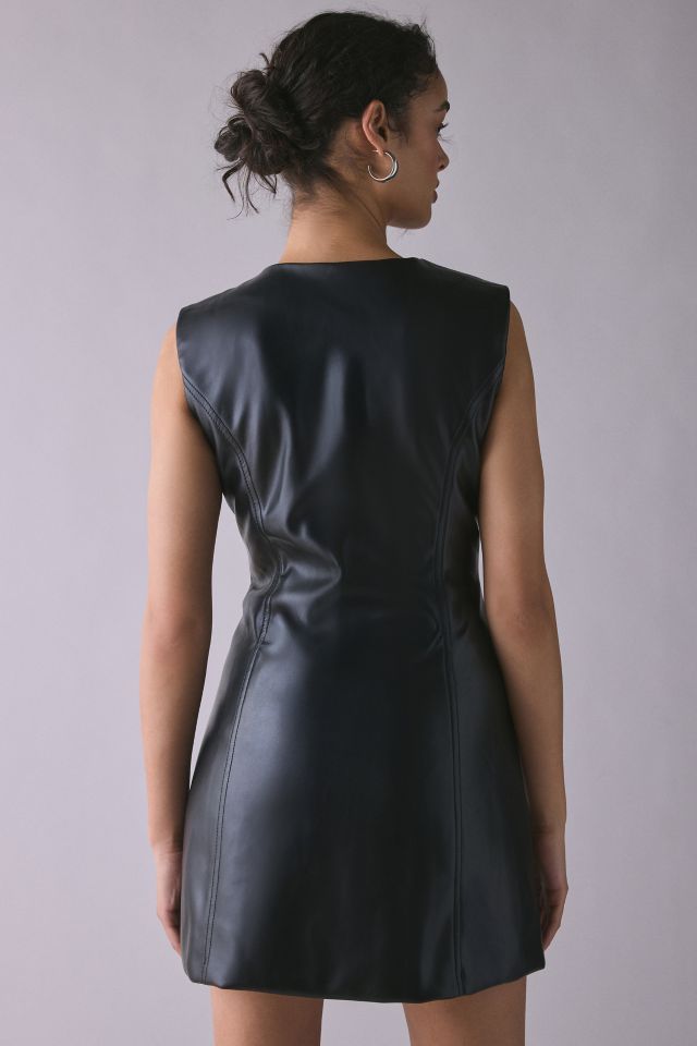 Glamorous Faux Leather Button-Front Mini Dress #3