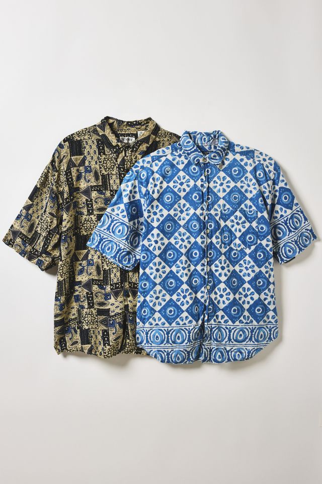 Vintage By UO Abstract Print Short Sleeve Button-Down Shirt #1
