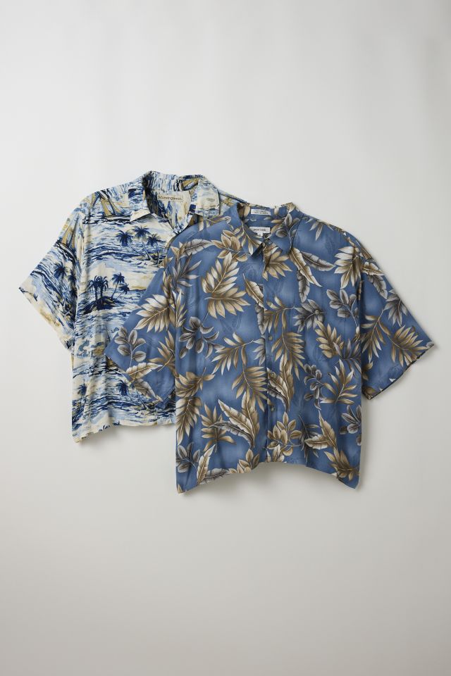 Vintage By UO Tropical Pattern Cropped Short Sleeve Shirt #1