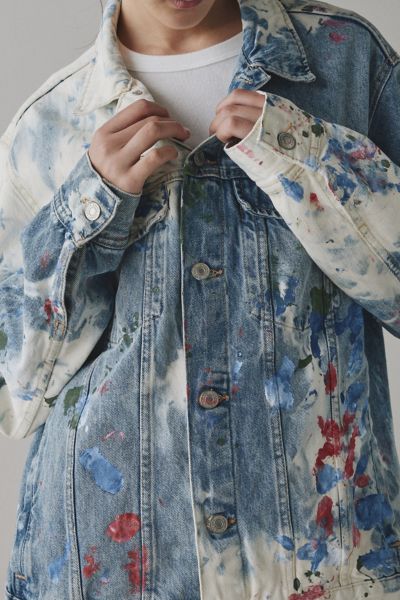 ReMADE By UO Bleach & Paint Splatter Oversized Denim Jacket