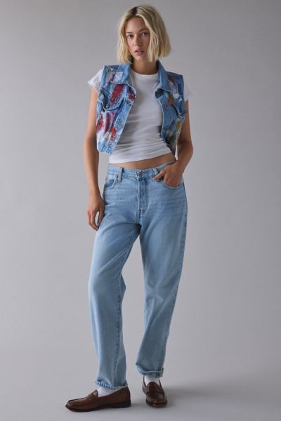 ReMADE By UO Bleach & Paint Splatter Denim Vest Top