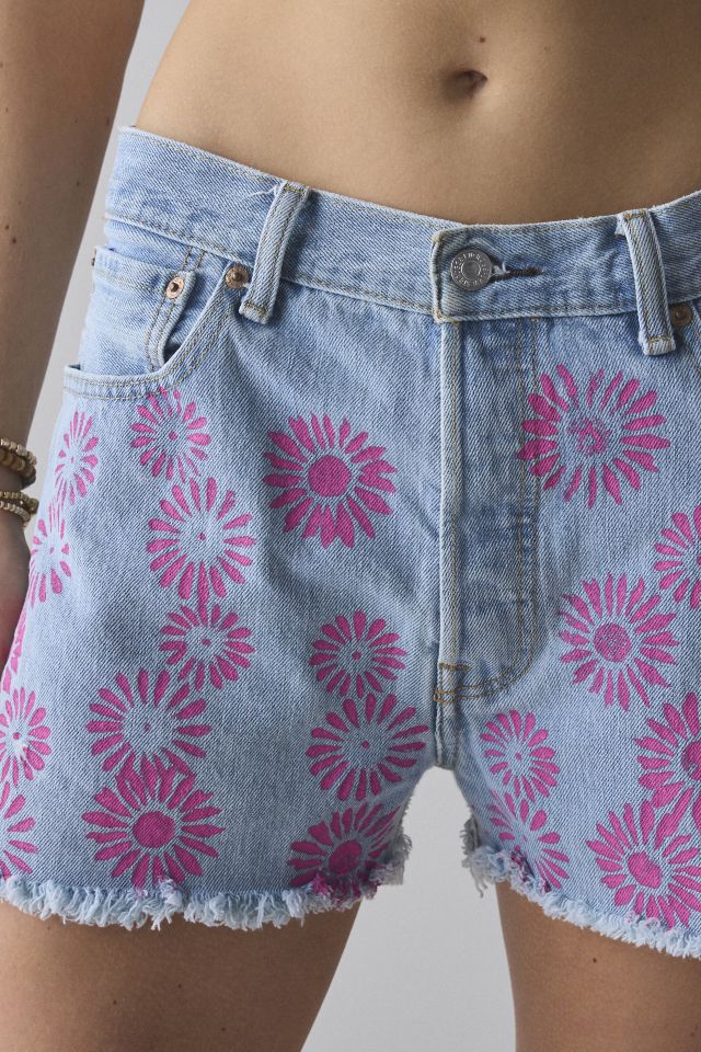 ReMADE By UO Slouchy Daisy Painted Denim Short #1