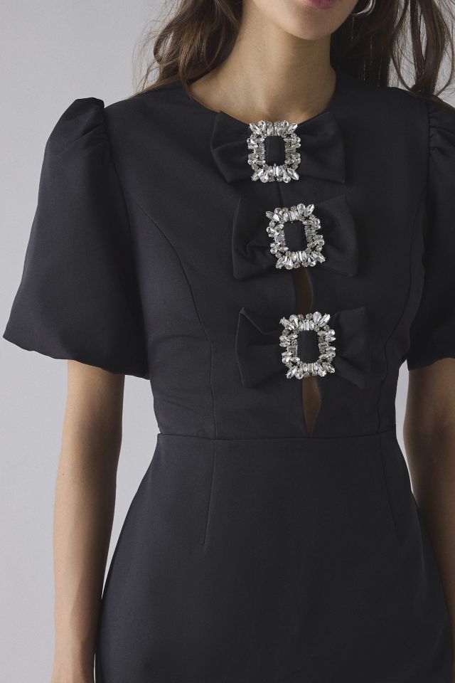 Glamorous Fit-And-Flare Embellished Buckle Bow Mini Dress #1