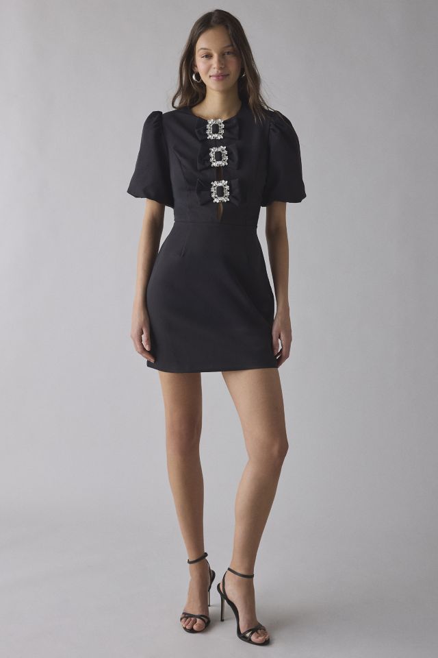 Glamorous Fit-And-Flare Embellished Buckle Bow Mini Dress #2