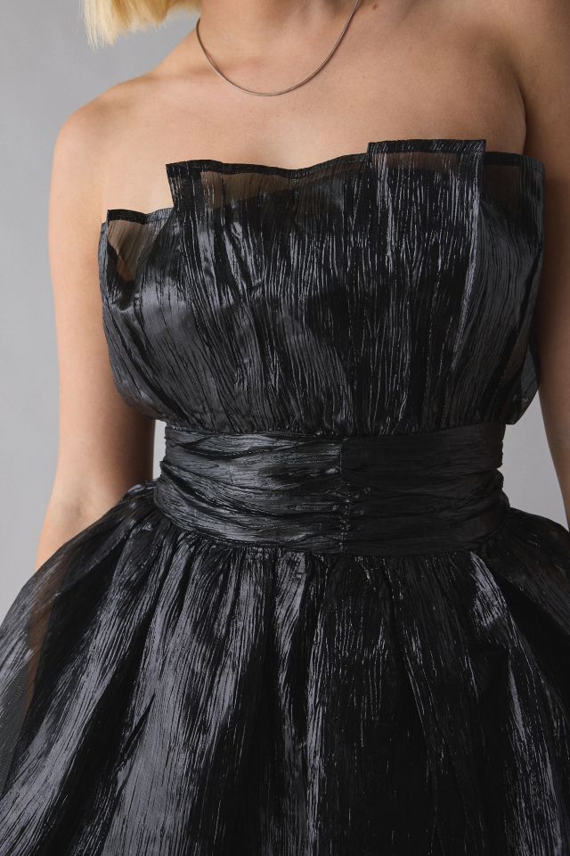 Glamorous Ciara Black Metallic Gathered Fit-And-Flare Mini Dress #3