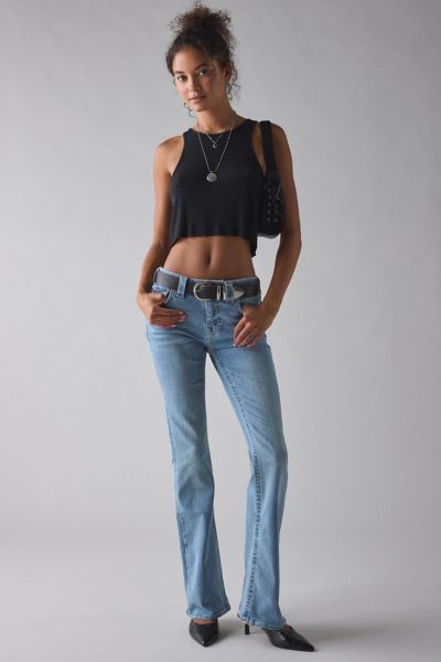 True Religion Becca Big T Flap Low-rise Bootcut Jean In Pine Blossom, Women's At Urban Outfitters In Blue