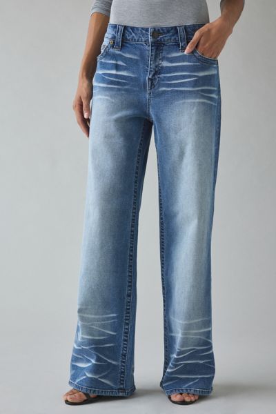 True Religion Bobbi Big T Low-rise Baggy Jean In Thistle Wood, Women's At Urban Outfitters In Blue