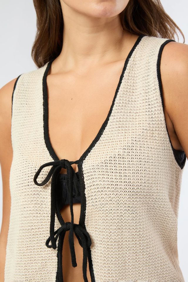 Onia Linen Knit Tie Front Top #1
