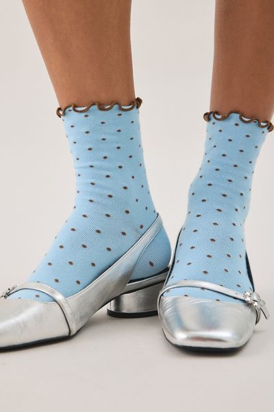 Out From Under Lettuce-Edge Polka Dot Socks