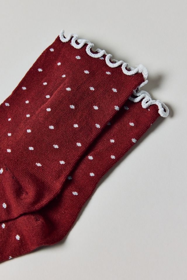 Lettuce-Edge Polka Dot Sock #1