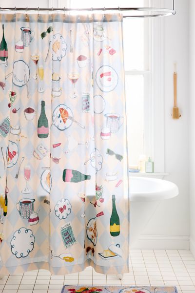 Girl Brunch Patterned Shower Curtain