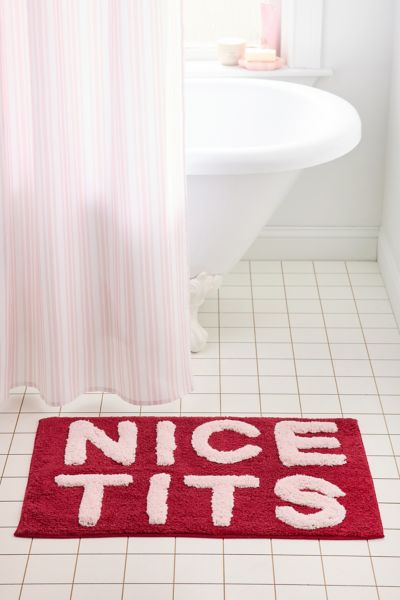 Urban Outfitters Nice Tits Plush Tufted Bath Mat In Maroon At  In Red