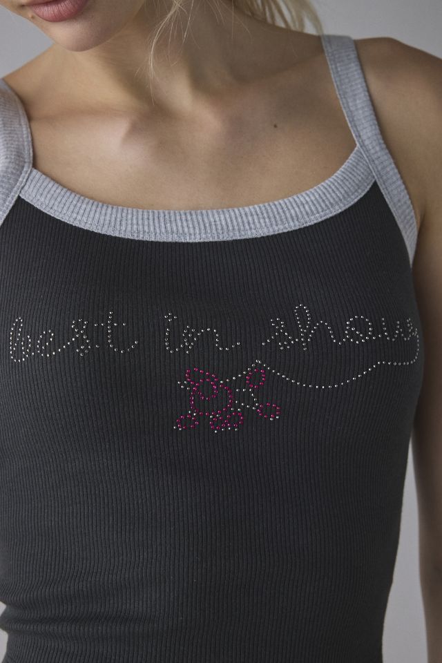 Diamanté Graphic Ribbed Knit Cropped Cami #1