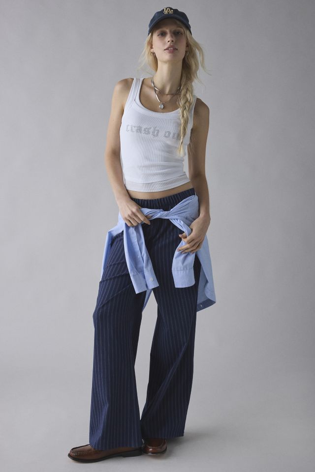 Diamanté Graphic Ribbed Knit Cropped Cami #1