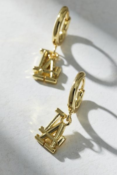 Urban Outfitters Los Angeles Dodgers Logo Charm Hoop Earring In Gold, Women's At