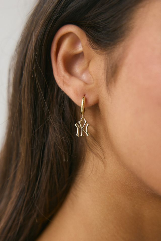 Luv Aj MLB New York Yankees Logo Charm Hoop Earring #1