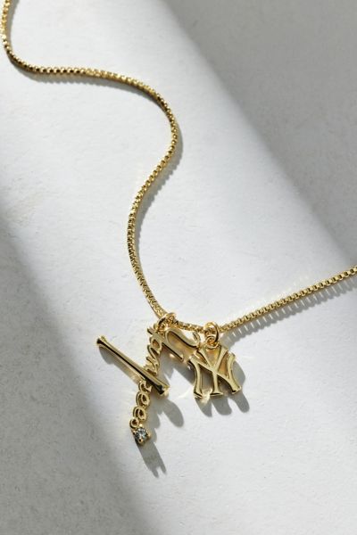Urban Outfitters New York Yankees Nameplate Charm Necklace In Gold, Women's At