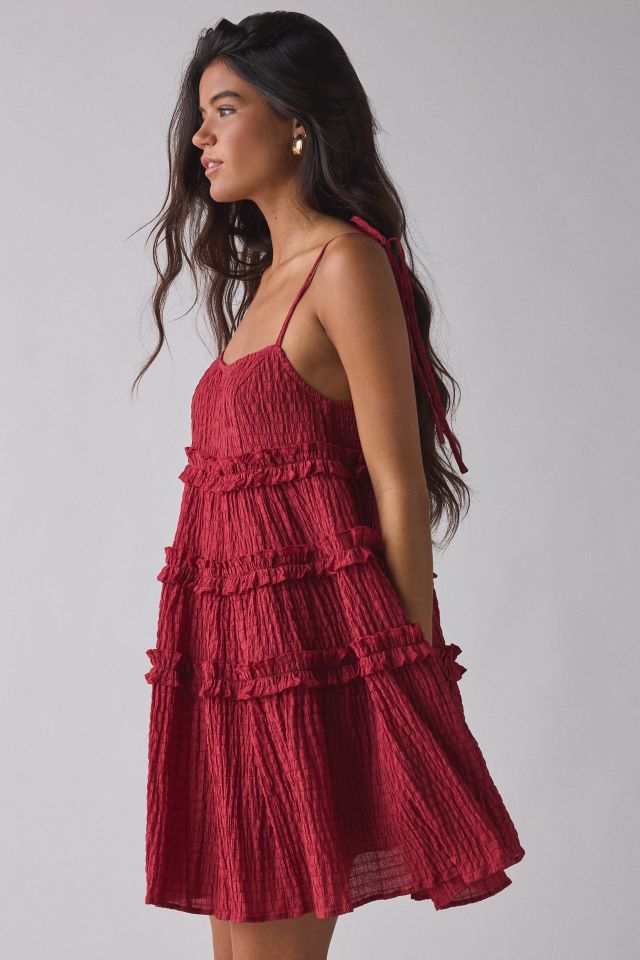 Daisy Street Tie-Strap Ruffle Babydoll Mini Dress #2