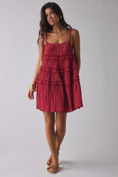Daisy Street Tie-Strap Ruffle Babydoll Mini Dress