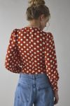 Glamorous Rusty White Polka Dot Puff Sleeve Blouse