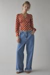 Glamorous Rusty White Polka Dot Puff Sleeve Blouse