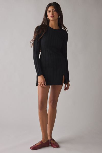 Daisy Street Ribbed Knit Long Sleeve Mini Dress