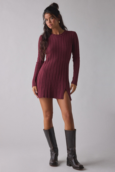 Daisy Street Ribbed Knit Long Sleeve Mini Dress