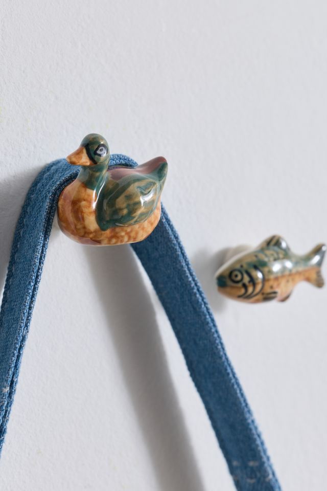 Mallard & Trout Shaped Ceramic Knob/Wall Hook Set #1