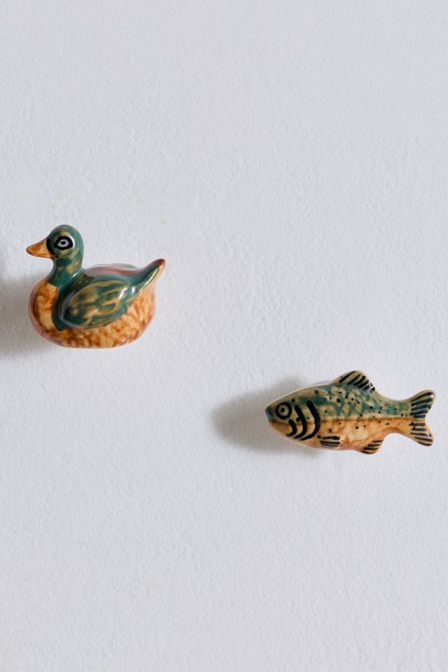 Mallard & Trout Shaped Ceramic Knob/Wall Hook Set #2