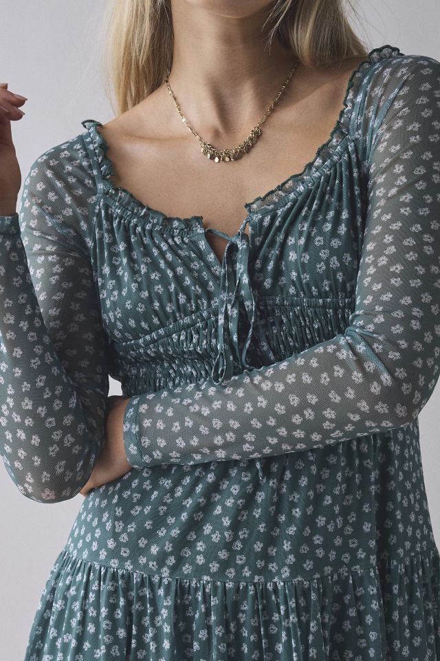 Daisy Street Tie-Front Long Sleeve Milkmaid Mini Dress #1