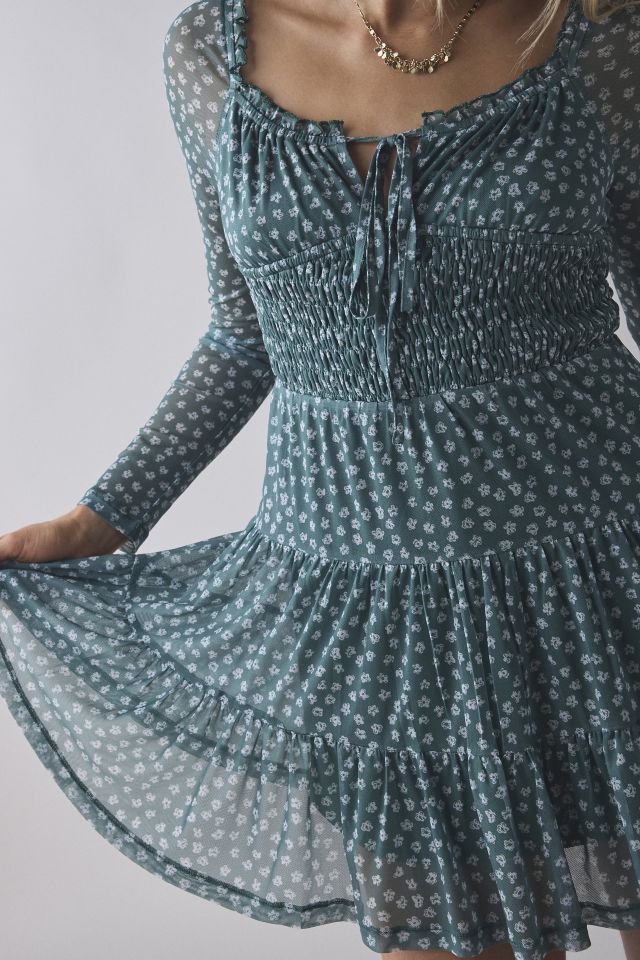 Daisy Street Tie-Front Long Sleeve Milkmaid Mini Dress #3